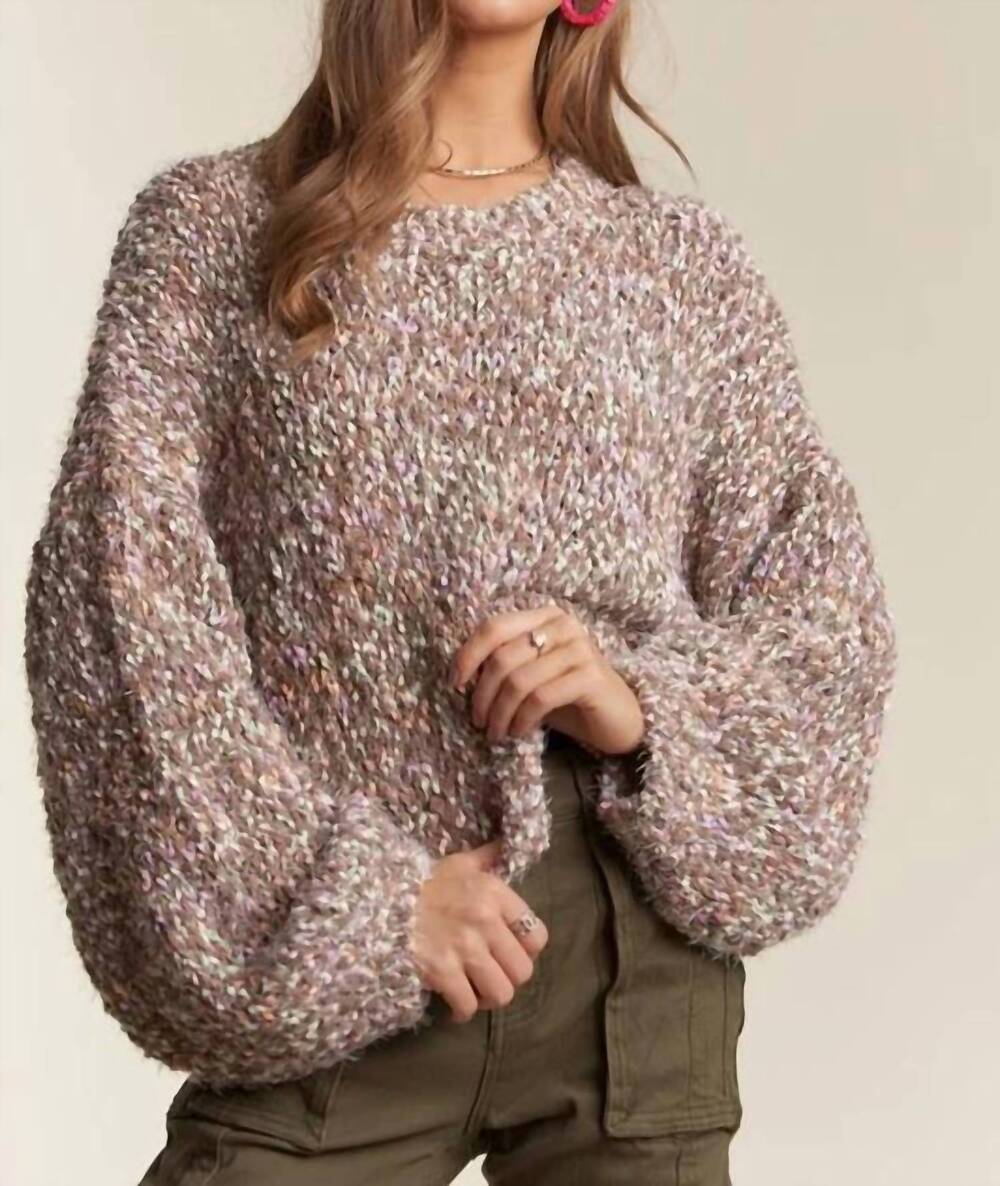 NEW ADORA multi color popcorn textured sweater top in brown